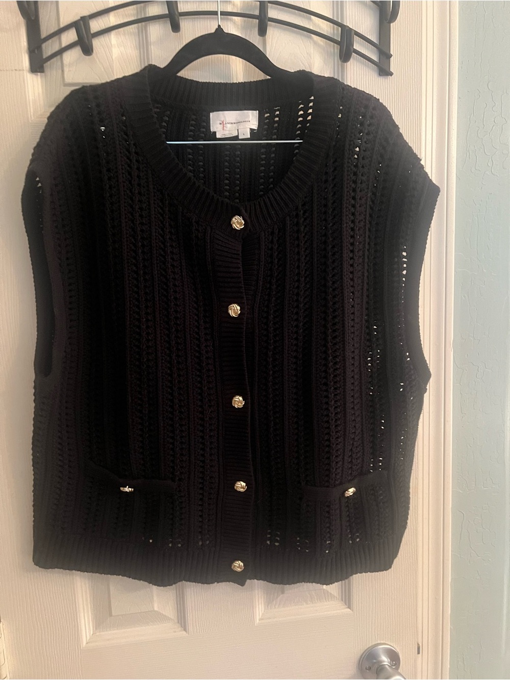 Anthropology black oversized cardigan large